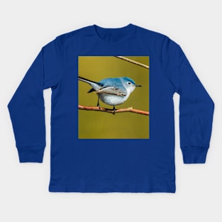 Little Cute Bird Photograph. Blue-Gray Gnatcatcher Kids Long Sleeve T-Shirt